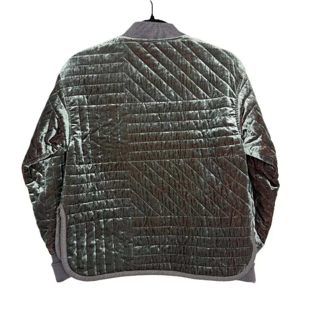 Anthropologie Hei Hei Velvet Relaxed Quilted Jacket Grey XS - Picture 6 of 10